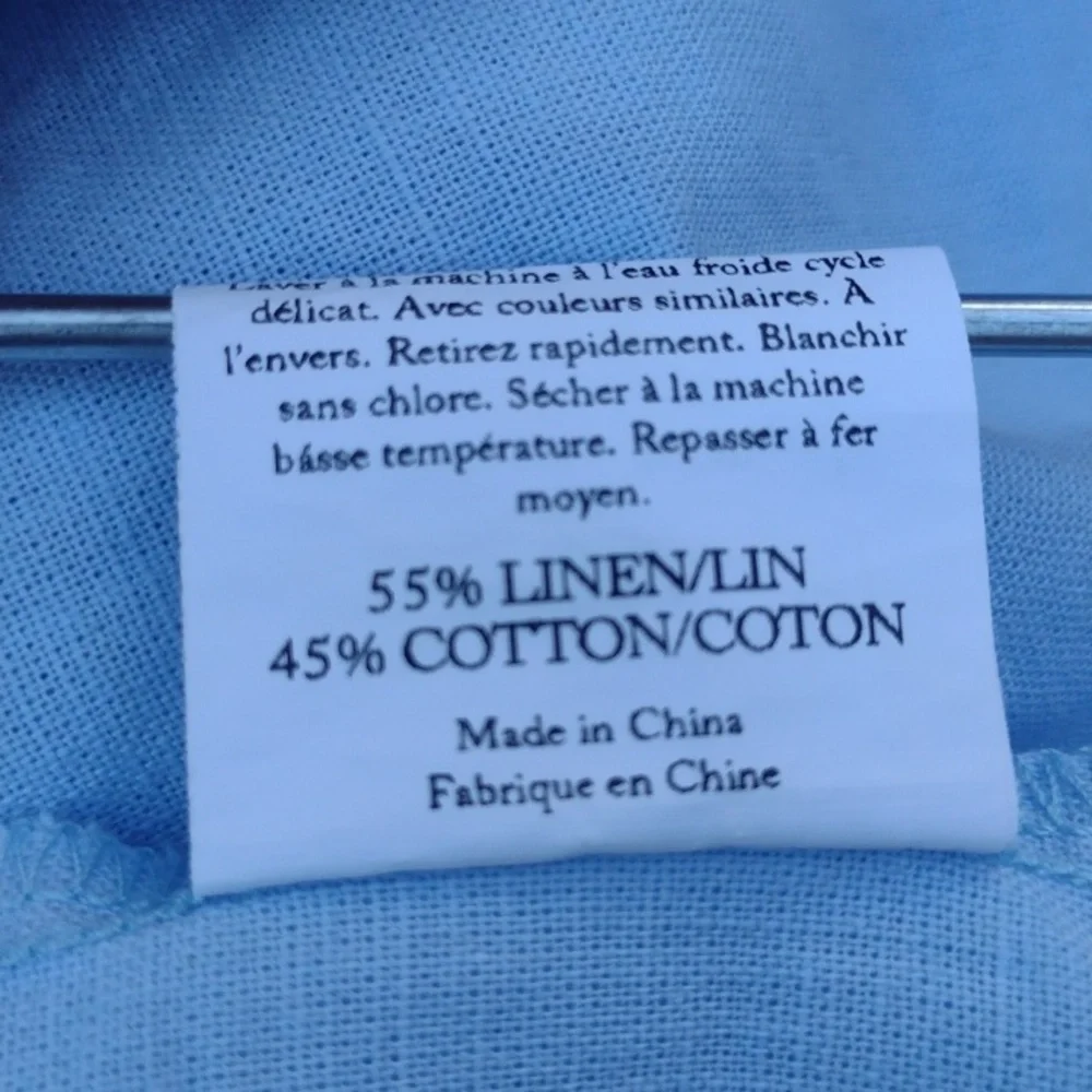 Grae Cove Blue Tabitha Linen-Cotton Boatneck Top Women's Small - Picture 6 of 7